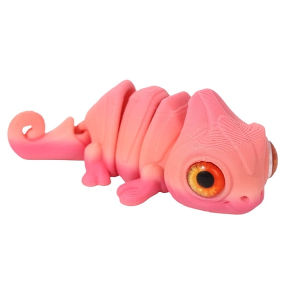 3PCS Pink Series 8CM 3D printed multi-color chameleon simulation eyes, movable eyeballs, laser gradient figurine models, complete animal specifications