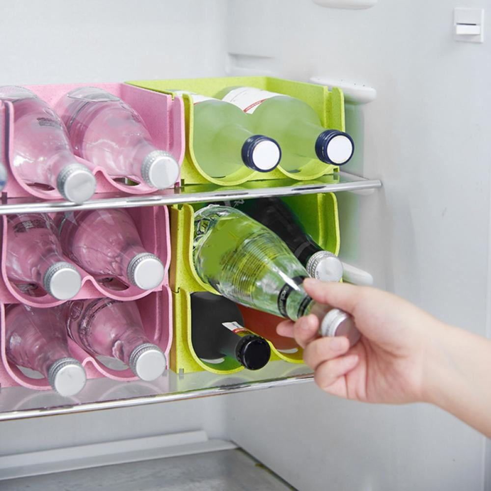 3PCS Plastic Free-Standing Stackable 3 Bottle Storage Holder Rack - Water, Wine, and Drink Organizer Shelf for Kitchen Countertop, Cabinet, Pantry, Fridge, Freezer