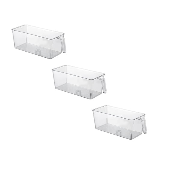 3PCS Storage Bins Medium Multi-Use Clear Containers for Organizing with Built-in Handles l Pantry Organization & Storage l Kitchen Organizer l Storage Bins