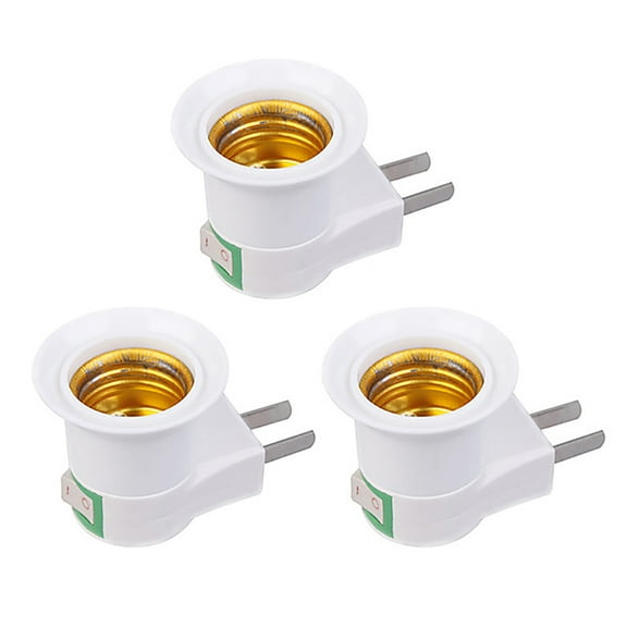 3PCS Plug to E26E27 Adapter Bulb Converter Socket Holder with ONOFF Button Switch