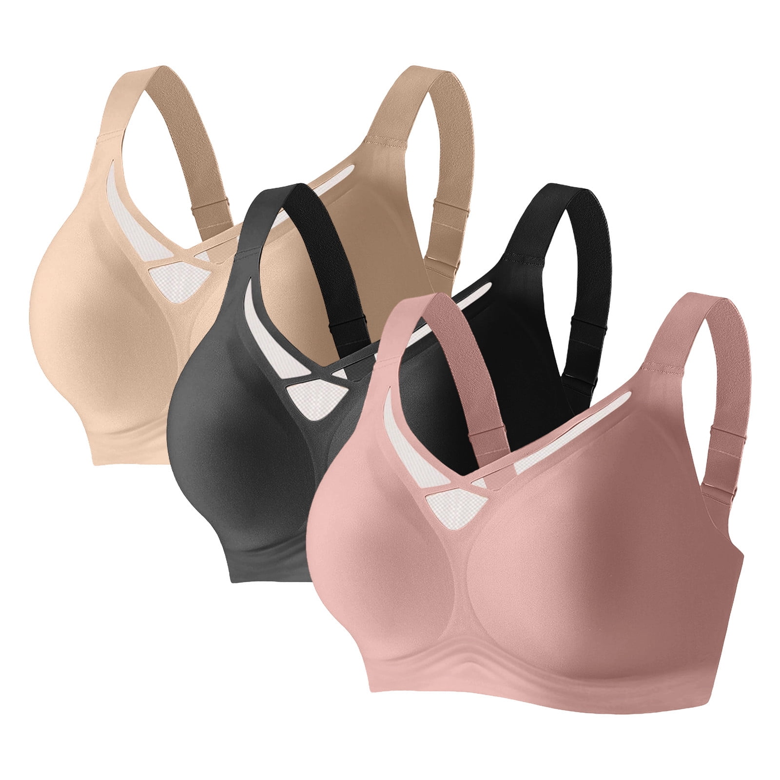 3PCS Plus Size Jelly Bras for Women No Underwire Soft Padded Wireless ...