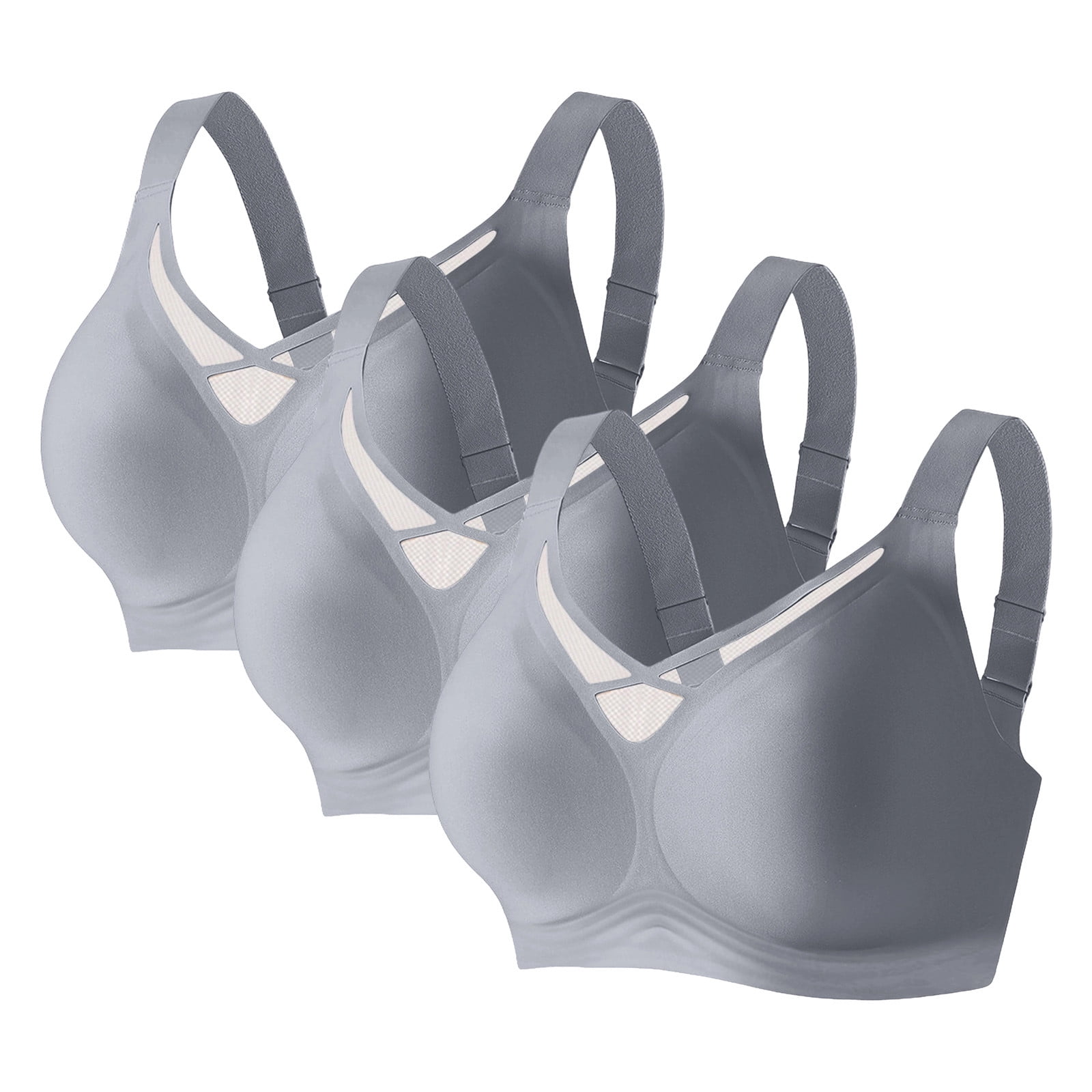 3PCS Plus Size Jelly Bras for Women No Underwire Soft Padded Wireless ...
