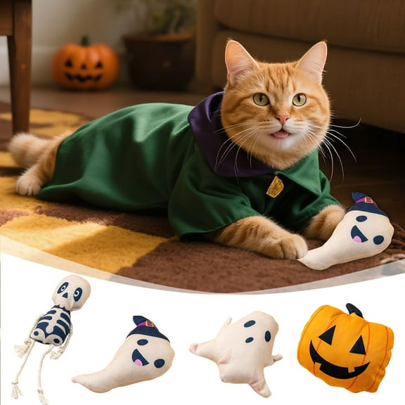 3PCS Plush Holiday Christmas Cat T-oys with Interactive Squeaker, with Catnip Stimulating Pet Enrichment, Machine-Washable & Safe Materials for All Breeds, Mini Size Small,BCD