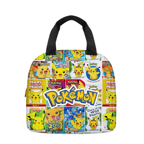 3PCS Pokemon_Pika-chu Backpack with Lunch Bag Pencil Case Cartoon Bookbag Outdoor Sports Pockets For Travel Backpack 17IN