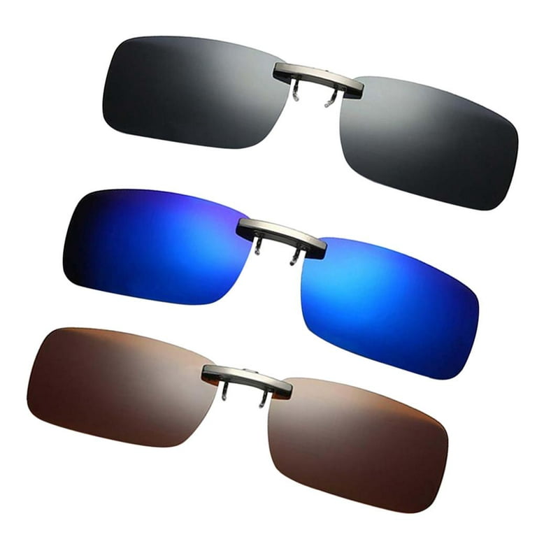 Sharplace 3pcs Polarized Clip On Up Sunglass Eyewear for Myopia Glasses Driving, Adult Unisex, Size: As described, Blue