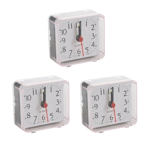 3PCS Portable Cute Mini Cartoon Multi-Function Table Clocks(White)