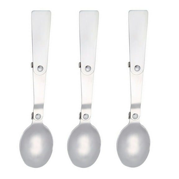 3PCS Portable Folding Tableware Set Stainless Steel Spoon and Fork for Thermos, Camping, Travel and Other Outdoor Activities,S,F1777