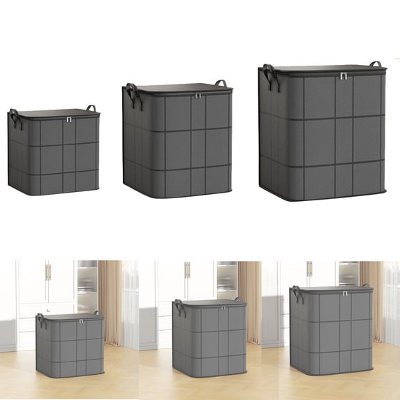 3PCS Portable Moving Storage Bags - Large Capacity Zippered Fabric Organizer for Bedding & Clothes - Foldable Heavy Duty Blanket Spacious Moving Storage Bins for Quilts, Comforters, 110L+150L+210L
