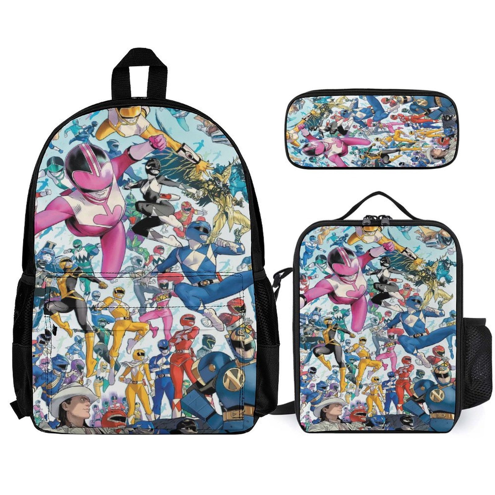 3PCS Power Team Ran-G-er Backpack Set With Front Pocket Large Capacity ...