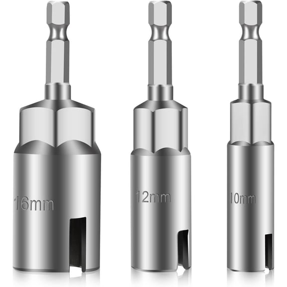 3PCS Power Wing Nut Driver Set, 1/4" Hex Shank Slot Wing Nuts Bolt Driver Hook Drill Bit Socket Wrenches Tools for Panel Nuts Screws Eye C Hook Bolt Q-Hanger (10mm 12mm 16mm)