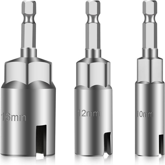3pcs Power Wing Nut Driver Set, 1/4" Hex Shank Slot Wing Nuts Bolt Driver Hook Drill Bit Socket Wrenches Tools for Panel Nuts Screws Eye C Hook Bolt Q-Hanger