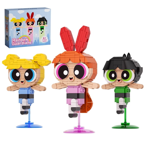3PCS Powerpuffed Girls Building Blocks Set Cartoon animation protagonist Figures Model Boys and Girls Brithday Gifts