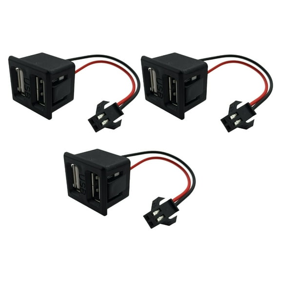 3PCS Practical Power Bases With 2 USB Port For Dorm Room Lamp Snap In