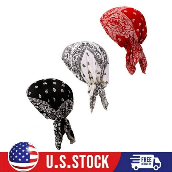 3PCS Pre Tied Chemo Head Scarf Beanie Skull Cover Cap Headwear for Women Fashion