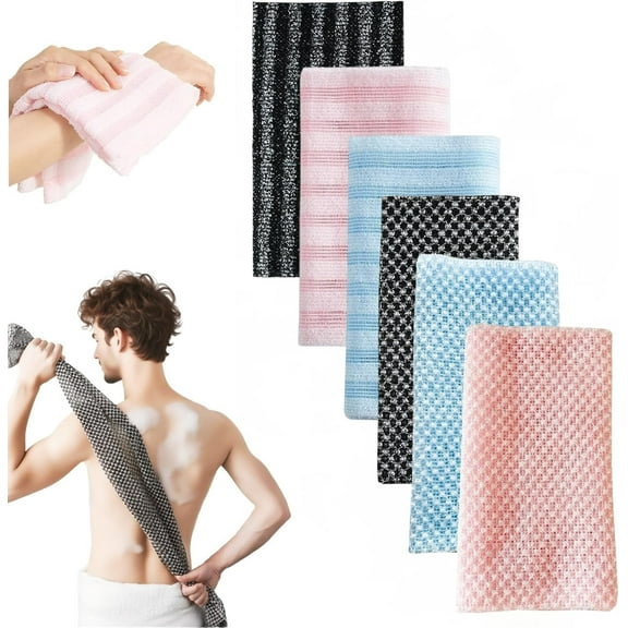 3PCS Premium Exfoliating Shower Towel 2026 New, Scrub Wash Cloth for Back Body Face, Exfoliating Washcloth Body Scrubber for Men & Women (6PC)