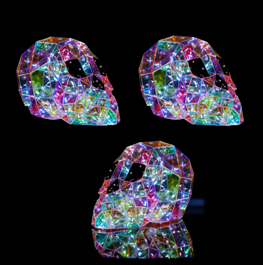 3PCS Prismatic Iridescent Skull , Halloween Skeleton Decor, Prismatic ...