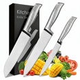 thumbnail image 1 of GoGeiLi 3-Piece Chef Knife Set - 8" Chef, 7" Santoku, 5" Utility Knives - High-Carbon 5Cr15MoV Stainless Steel with Full Tang & Non-Slip Handle - for Home and Professional Kitchens, 1 of 6