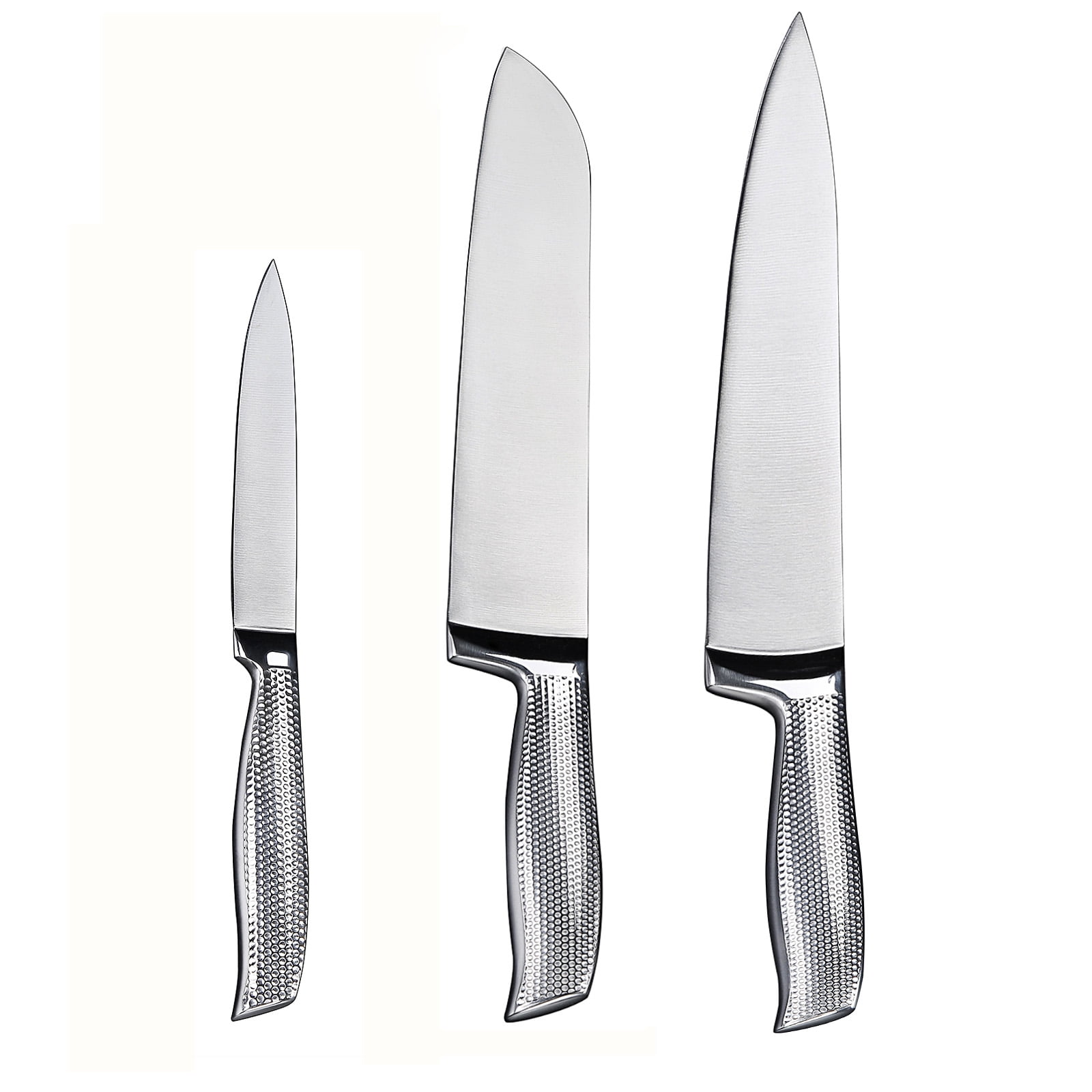 GoGeiLi Professional 3-Piece Chef Knife Set, High-Carbon 5Cr15MoV Stainless Steel, Full Tang Handle