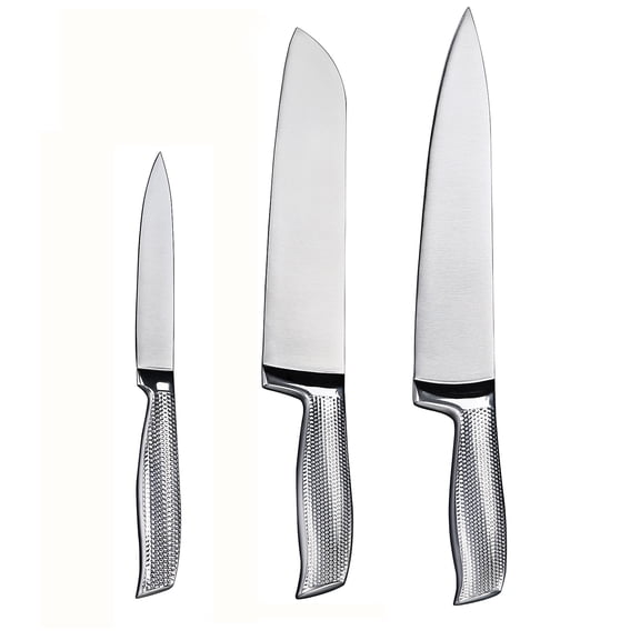 GoGeiLi Professional 3-Piece Chef Knife Set, High-Carbon 5Cr15MoV Stainless Steel, Full Tang Handle