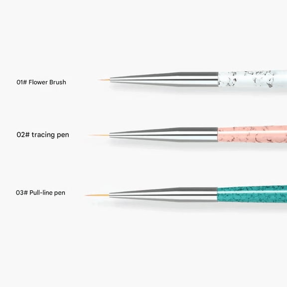 3PCS Professional Nail Art Liner Brushes Fine Tip Pen for Drawing Detailing Outlining Nail Salon Supplies Beauty Christmas Gifts Halloween Accessories Gifts for Women