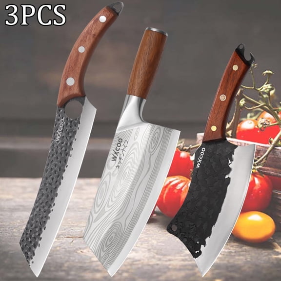 3PCS Professional Stainless Steel Boning Knife Fruit Knife Santoku Utility Paring Knife Multipurpose Knife Utility Knife for Cooking Sharp Chef Knife Vegetable Chopper Barbecue Knife Meat Cleaver