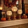 thumbnail image 1 of 3PCS Pumpkin Candle Holder Set, Assorted Size Distressed Wooden Candlesticks, Vintage Farmhouse Decor Kit, Rustic Tabletop Ornament for Fall Holiday Decoration, 1 of 6