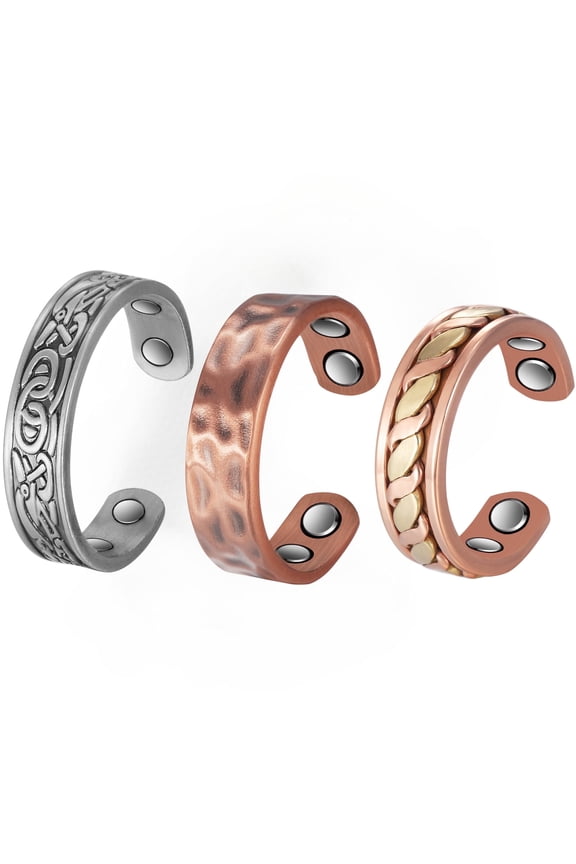 3PCS Pure Copper Rings Jewelry Set for Women, Magnetic Copper Rings, Gift for Mom Wife Daughter(CPR-0937 0010A 0955)