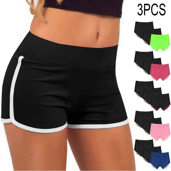 3PCS Quick-Dry Yoga Shorts Yoga Shorts Pants Bandage Elastic Waist Casual Short Pants on Clearance,Blue M