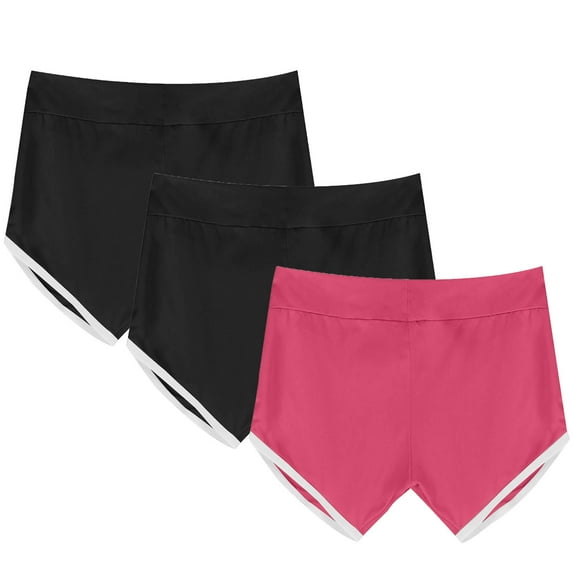 3PCS Quick-Dry Yoga Shorts Yoga Shorts Pants Bandage Elastic Waist Casual Short Pants on Clearance,Hot Pink S