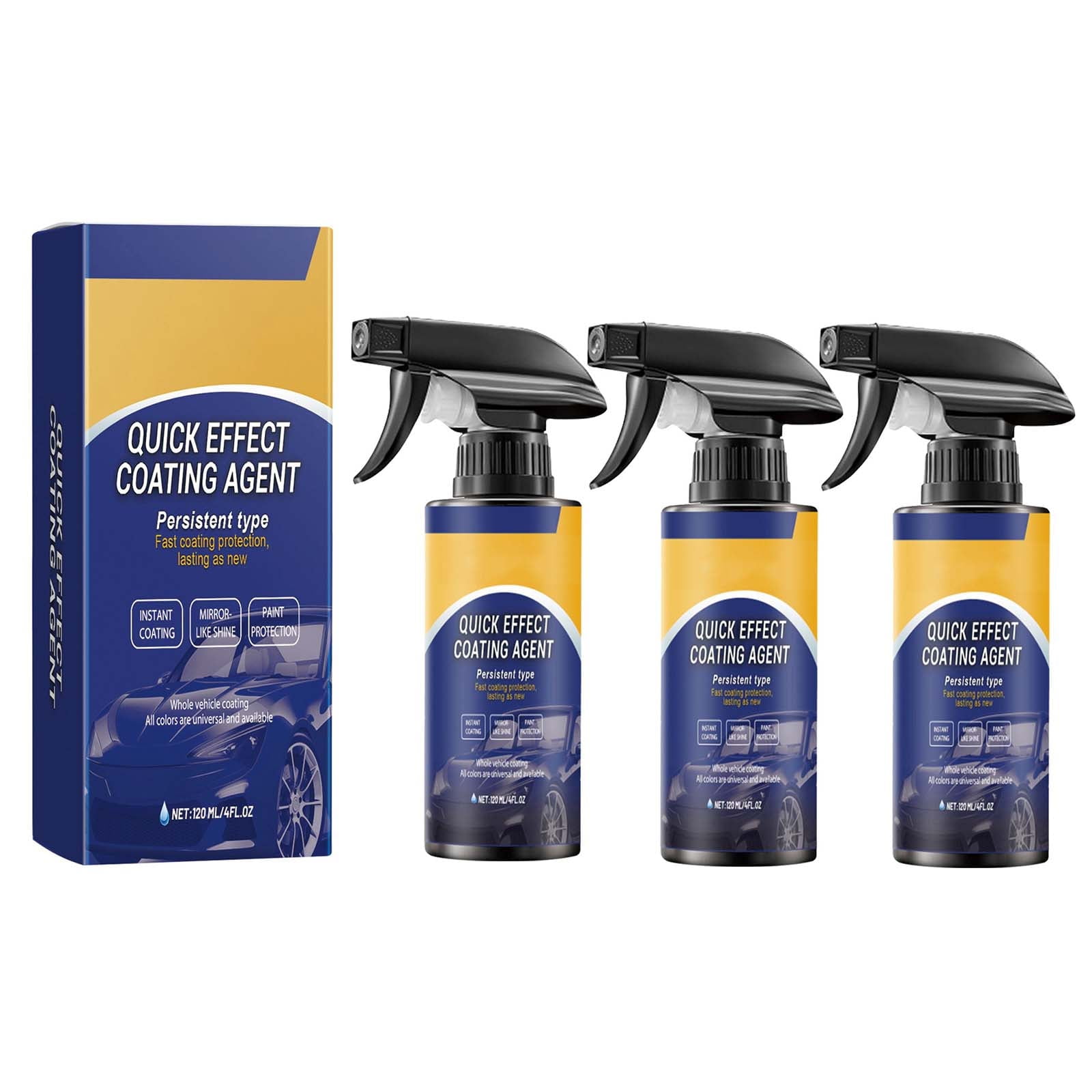 Quick Effect Coating Agent,Car Coating Spray,Multi-Functional Coating Renewal Agent Spray,Car Coating Spray Waterless Wash,Plastic Parts(3pc 4fl.oz/120ml)