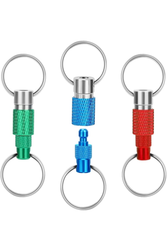 3PCS Quick Release Keychain Set, Aluminum Carabiner with Split Rings, 360 Rotation for Keys, Flash Drives, Tools & Outdoor Use