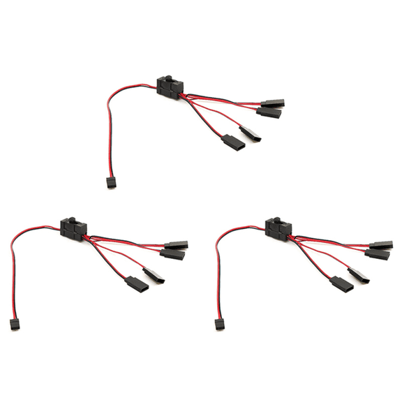 3PCS RC Servo Extension 1 to 4 Y Wire Cable LED Light Control Power Switch for JR Futaba RC Model