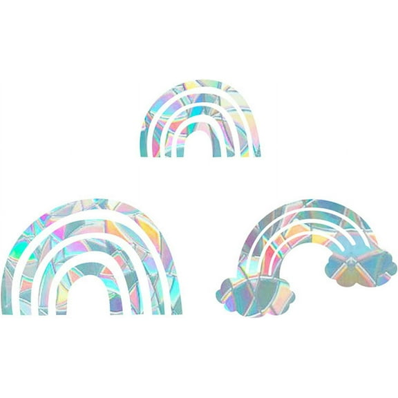 3PCS Rainbow Window Clings Anti Collision Window Glass Alert Stickers for Birds Strike Decals Non Adhesive Prismatic Vinyl Film for Sliding Doors Windows Glass DIY