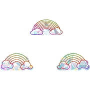 3PCS Rainbow Window Clings Decal Clouds Anti Collision Window Glass Alert Stickers for Birds Strike Decals Non Adhesive Prismatic Vinyl Film for Sliding Doors Windows Glass Multi-color