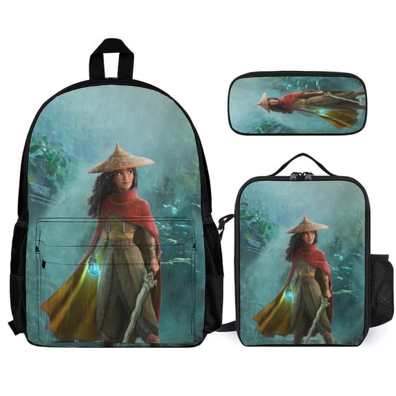 3PCS Raya And Last Drago Backpacks Set Backpack with Lunch Box Pencil Case Backpack With Large Pocket