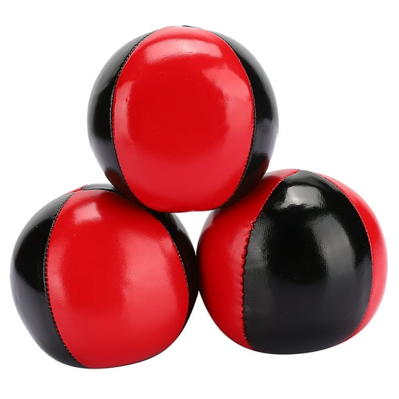 3PCS Red Black PU Leather Colloidal Particle Juggling Ball