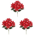 thumbnail image 1 of 3PCS Red Velvet Poinsettia Flowers Artificial Christmas Decor Bouquet- Poinsettia Stems for Holiday Table Centerpiece Decorations,Tree,Porch,Patio,Indoor Outdoor Party Home Decor(13in,Red,Gold)), 1 of 4