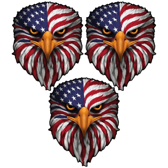 3PCS Reflective Eagle Eyes USA Flag Decal, Patriotic American Flag Bald Eagle Sticker, Waterproof Patriotic Vinyl Sticker for Trucks, Cars