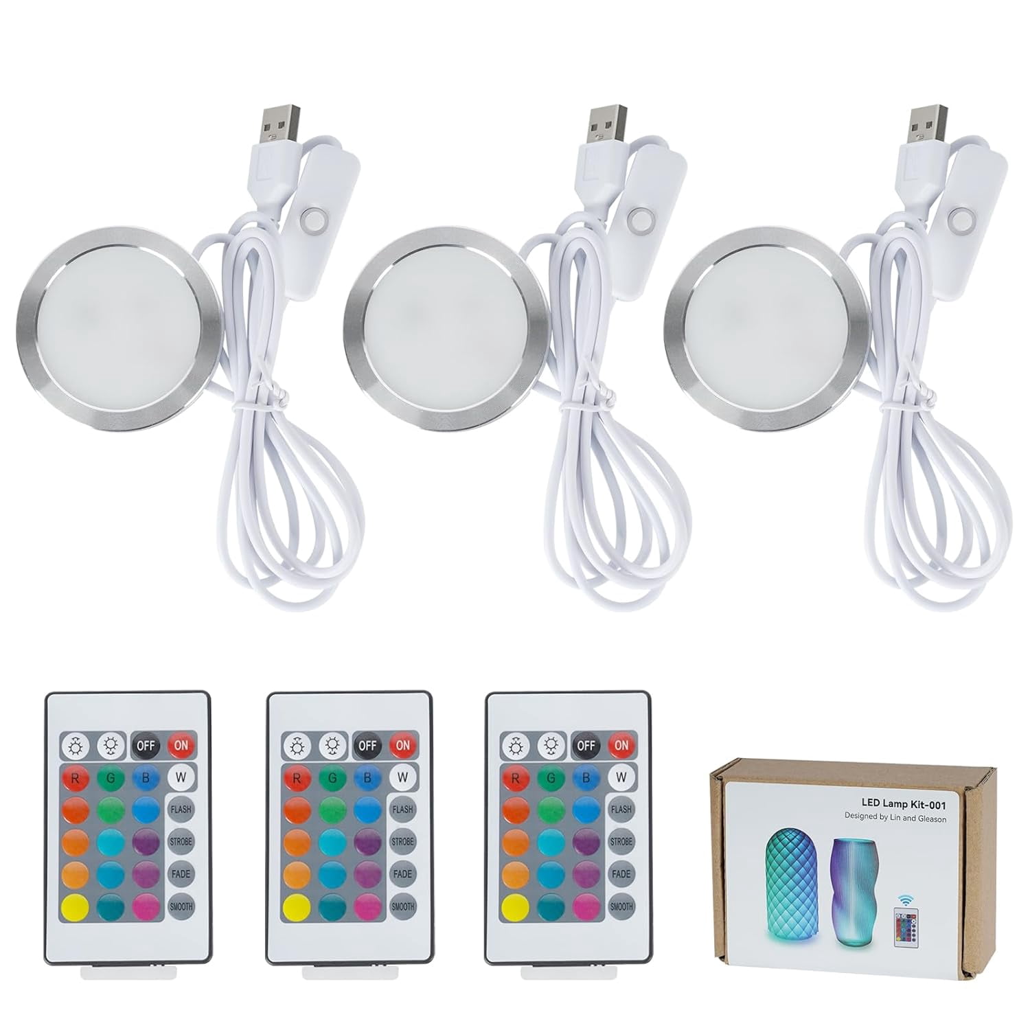 Remote Controlled Led Kit 3PCS Remote Control RGB LED Lamp Kit 001 for Bambu Lab H2D/X1/P1P/A1 ...