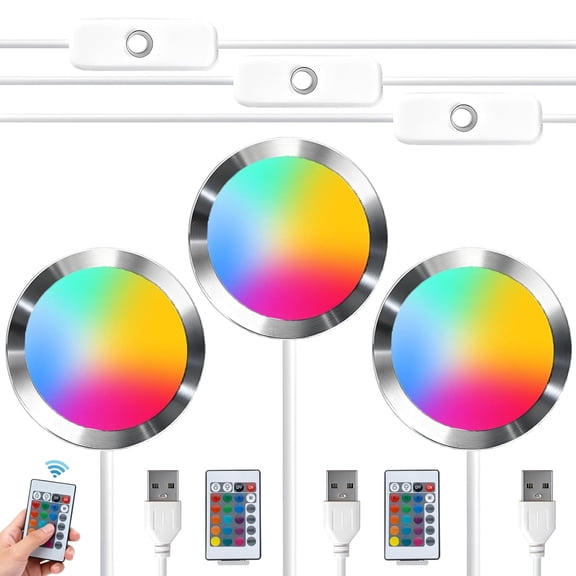 3PCS Remote Control RGB Light LED Lamp Kit 001,Power Failure Memory Function for Bambu Lab Multicolor Makerworld for Anycubic Makeronline 3D Printer Light DIY Hardware Model Parts USB