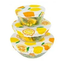 3PCS Reusable Beeswax Wrap Bowl Covers Reusable in 5 Size Stretch Cloth Fabric Elastic Food Storage Bowl Covers Bread Sourdough Lids for Proofing Food Fruits Leftover(Yellow2,7.87x7.87")