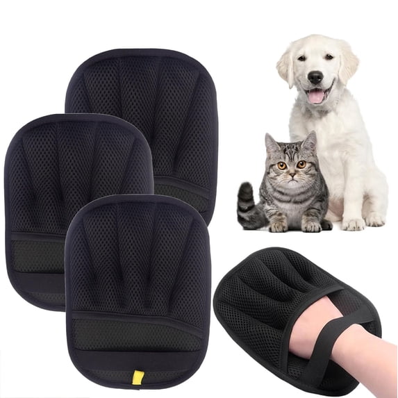 3PCS Reusable pet hair removal glove Double Sided Remover tool, Electrostatic Brush Pet Grooming Glove Made of Mesh Fabric and Brushed Fabric for furniture, Clothing, Couch, Bed, Carpet, Car Seat
