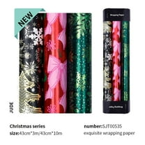 3PCS Reversible Christmas Wrapping Paper Roll Set,17 Inch x 12 Feet Christmas Wrapping Paper - Christmas tree Bow and Snowflake Wrapping Paper for Christmas,Holiday,Party(A)