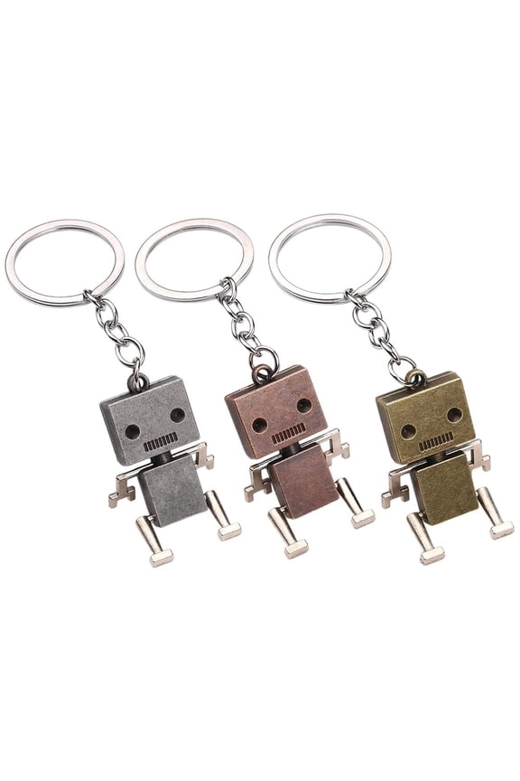 3PCS Robot KeyRing Vintage Robot Pendant Keychain With Movable Joints Keyring Charm Ornament Key Decoration