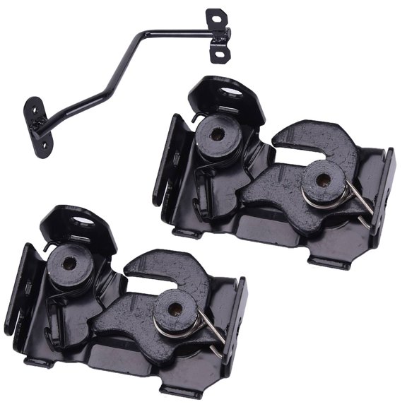 3PCS Safety Catch Latch Lock with Center Support - Black Steel-3PCS Hood Safety Catch Latch Lock + Center Support