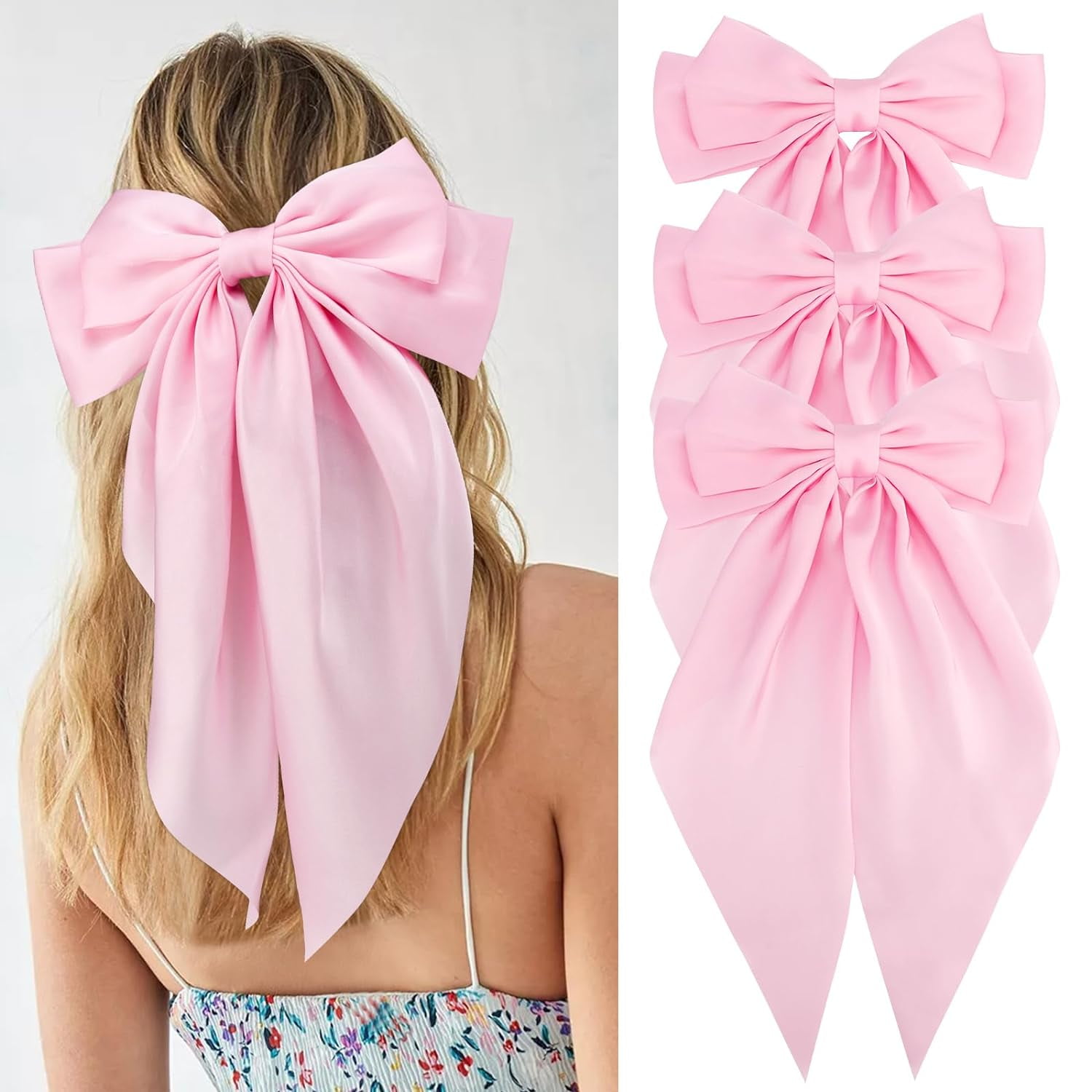 Hair Bow Clips Bulk Ribbon Satin Tassel Hair Accessories 60 Pack for Women Girls Amazon.com : 6 Hair Accessories Set: Tassel Bow Clips  main image 4
