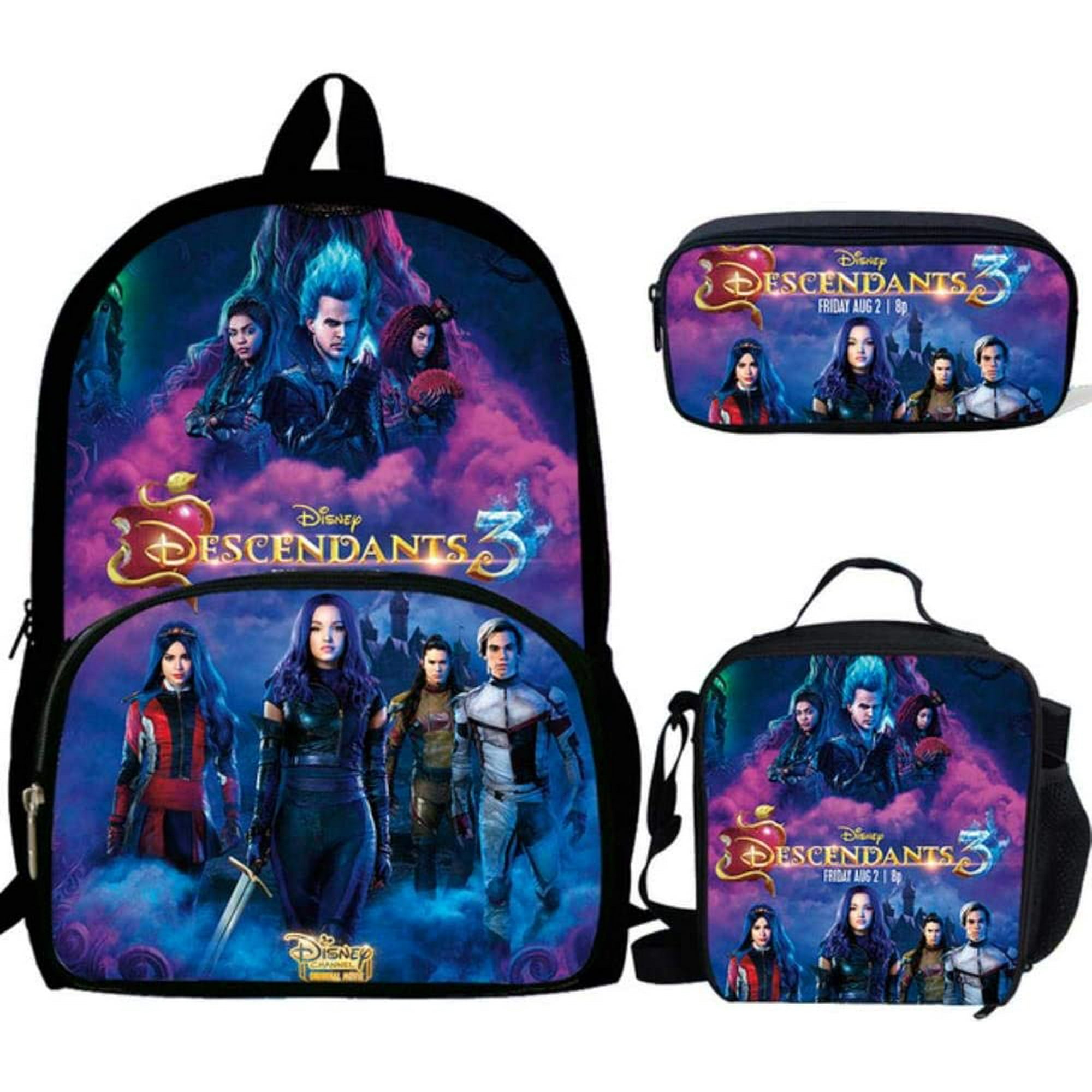 3PCS School Bag Set Descendants 3 Printing School Backpack for Teenagers Boys Girls Student Travel Book Bag Schoolbags