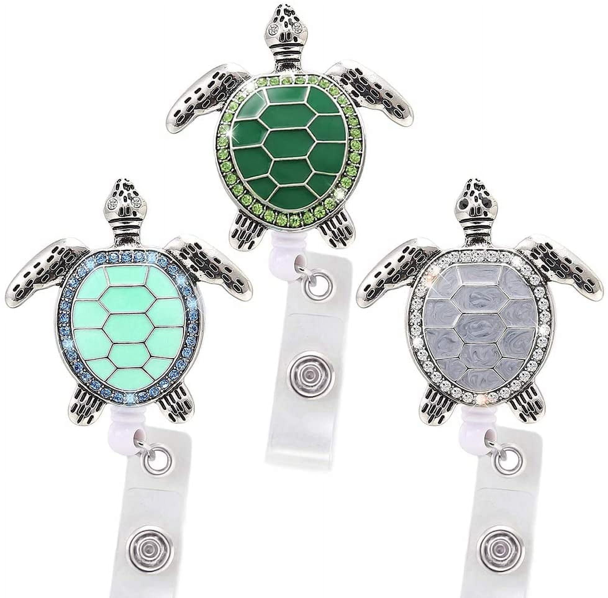 3PCS Sea Turtle Badge Reel - Retractable Badge Holder with Alligator Clip -  Nurse Cute Badge Clip for ID Card Holders, 24Wire Cord (Turtle) 