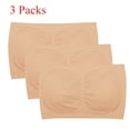 thumbnail image 1 of 3PCS Seamless Tube Top Bandeau Stretchable Spandex Bra with Removable Pads, Apricot, XL, 1 of 8