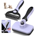 thumbnail image 1 of 3PCS Self Cleaning Slicker Brush & Pet Grooming Rake & Flea Comb for Dogs,Cats and Horses | Double-Sided Dematting Comb & Skin Friendly Deshedding Grooming Tool | Pet Supplies(Light Purple), 1 of 14